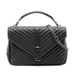 Saint Laurent Brown Large Chevron Sheepskin Monogram College Bag Italy