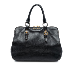 Miu Miu B Miu Miu Black Goatskin Leather Madras Bowler Bag Italy