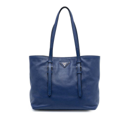Prada B Prada Blue Saffiano Leather Soft Shopping Tote Italy