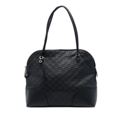Gucci B Gucci Black Calf Leather Medium Guccissima Bree Dome Tote Italy