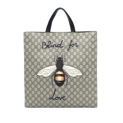 Gucci B Gucci Brown Beige Coated Canvas Fabric GG Supreme Blind For Love Satchel Italy