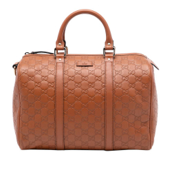 Gucci AB Gucci Brown Calf Leather Medium Guccissima Joy Boston Bag Italy