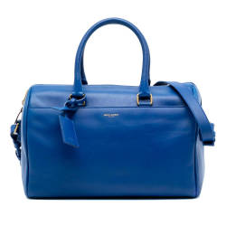 Saint Laurent B Saint Laurent Blue Calf Leather Classic Duffle 6 Satchel Italy