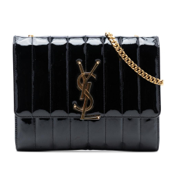 Saint Laurent B Saint Laurent Black Patent Leather Leather Medium Patent Vicky Crossbody Italy
