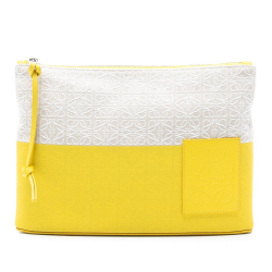 Loewe AB LOEWE Yellow Canvas Fabric Repeat Anagram Jacquard and Leather Oblong Pouch Spain