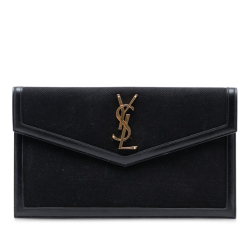 Saint Laurent B Saint Laurent Black Canvas Fabric Monogram Uptown Pouch Italy