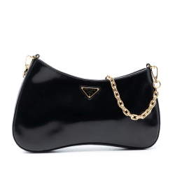 Prada AB Prada Black Calf Leather Chain Shoulder Bag Italy