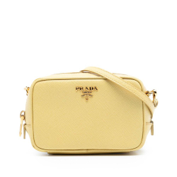 Prada AB Prada Yellow Light Yellow Saffiano Leather Lux Camera Bag Italy