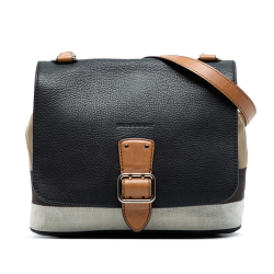 Burberry B Burberry Black Canvas Fabric Mega Check and Grainy Calfskin Shellwood Crossbody China