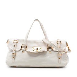 Miu Miu B Miu Miu White Goatskin Leather Cervo Deerskin East West Satchel Turkey