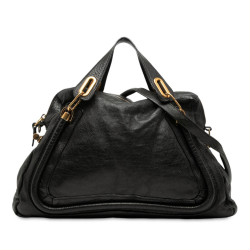 Chloé B Chloé Black Calf Leather Large Pebbled Paraty Satchel Italy
