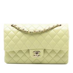 Chanel B Chanel Green Mint Lambskin Leather Leather Medium Classic Lambskin Double Flap France
