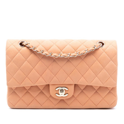 Chanel AB Chanel Orange Peach Caviar Leather Leather Medium Classic Caviar Double Flap France