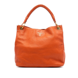Prada AB Prada Orange Calf Leather Vitello Daino Hobo Italy