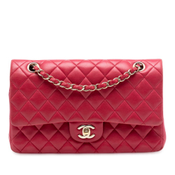 Chanel B Chanel Red Lambskin Leather Leather Medium Classic Lambskin Double Flap France
