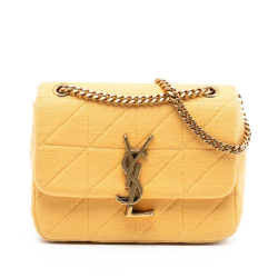 Saint Laurent AB Saint Laurent Yellow Mustard Wool Fabric Mini Jersey Patchwork Jamie Crossbody Italy
