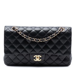 Chanel B Chanel Black Lambskin Leather Leather Medium Classic Lambskin Double Flap France