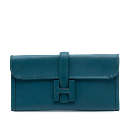 Hermès AB Hermès Blue Peacock Calf Leather Swift Jige Elan 29 France