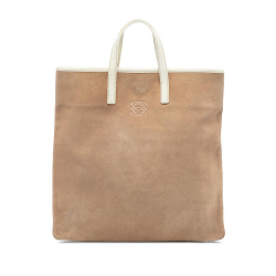 Loewe AB LOEWE Brown Beige with White Suede Leather Anagram Tote Spain