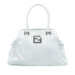 Fendi B Fendi White Calf Leather FF Tote Italy