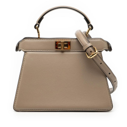 Fendi AB Fendi Brown Beige Calf Leather Petite Peekaboo ISeeU Satchel Italy