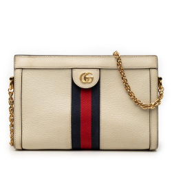 Gucci B Gucci White Calf Leather Small skin Ophidia Chain Crossbody Italy