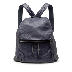 Balenciaga B Balenciaga Blue Navy Lambskin Leather Leather Lambskin Motocross Classic Traveler Backpack Italy