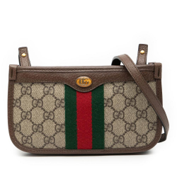 Gucci AB Gucci Brown Coated Canvas Fabric GG Supreme Web Ophidia Crossbody Italy