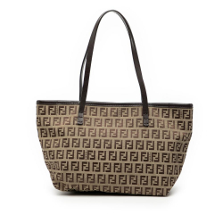 Fendi B Fendi Brown Beige Canvas Fabric Zucchino Tote Italy