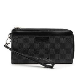 Louis Vuitton B Louis Vuitton Black Damier Canvas Fabric Damier Graphite Dragonne Zippy Long Wallet Spain