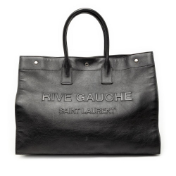 Saint Laurent B Saint Laurent Black Calf Leather Large Smooth skin Rive Gauche Tote Italy