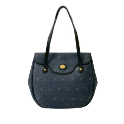Christian Dior AB Dior Blue Navy Coated Canvas Fabric Honeycomb Shoulder Bag France