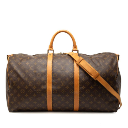 Louis Vuitton B Louis Vuitton Brown Monogram Canvas Fabric Monogram Keepall Bandouliere 55 France