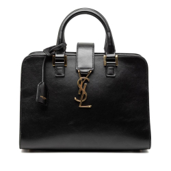 Saint Laurent B Saint Laurent Black Calf Leather Baby Monogram Cabas Satchel Italy