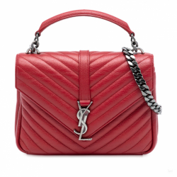 Saint Laurent College Medium Chevron Quilted Leather 2-Ways Envelope Bag Red