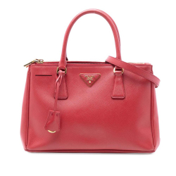 Prada B Prada Red Saffiano Leather Small Lux Galleria Double Zip Satchel Italy