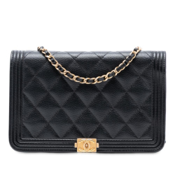 Chanel AB Chanel Black Caviar Leather Leather Quilted Caviar Boy Wallet on Chain Italy