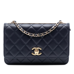 Chanel B Chanel Blue Navy Lambskin Leather Leather Lambskin Trendy CC Wallet On Chain Italy
