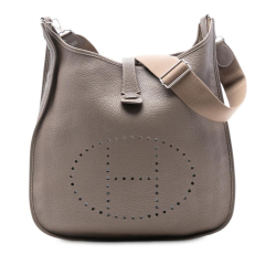 Hermès B Hermès Brown Taupe Calf Leather Clemence Evelyne II TGM France