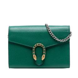 Gucci Dionysus Mini Leather Wallet on Chain Handbag Green
