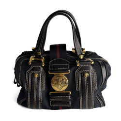 Gucci Ophidia Boston Small Aviatrix Guccissima Canvas Trunk Handbag Black