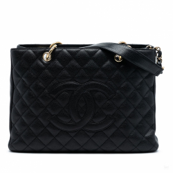 Chanel GST Quilted Caviar Leather Shopper Bag Black