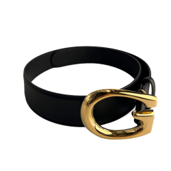 Gucci G Buckle Leather Thin Belt Black