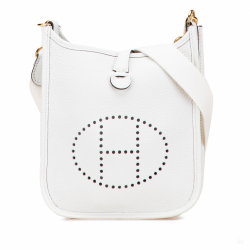 Hermès Evelyne 16 TPM Taurillon Clemence Leather Amazone Hobo Crossbody New White