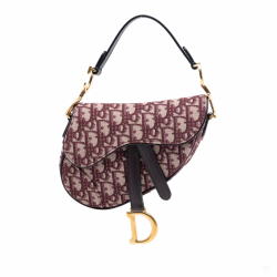 Christian Dior Saddle Mini Canvas Embroidery Shoulder Bag Oblique Red