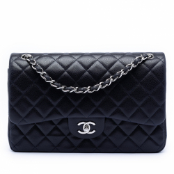 Chanel Classic Double Flap Jumbo Matelassè Caviar Leather Flap Handbag Blue