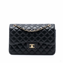 Chanel Classic Double Flap Jumbo Lambskin Leather Matelassè Handbag Black