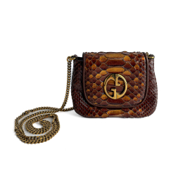Gucci Blondie Mini Exotic Leather Flap Crossbody Beige x brown