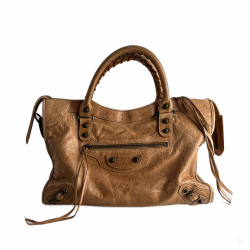 Balenciaga City Leather Shoulder Bag Beige