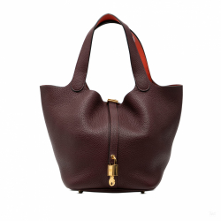 Hermès Picotin 22 Leather Lock Bucket Handbag Prune